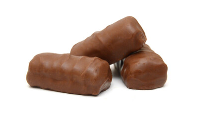 Big chocolate candy on a white background