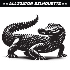 Fierce alligator silhouette vector isolated on white background
