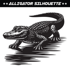 Fierce alligator silhouette vector isolated on white background