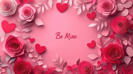 Create romantic valentine's day card design featuring paper cut roses and hearts for a memorable anniversary celebration in a charming environment