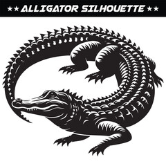 Fierce alligator silhouette vector isolated on white background