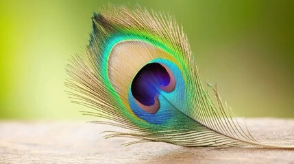 Fototapeta premium A vibrant peacock feather showcasing stunning colors and patterns.