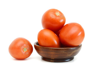 Plum tomatoes on white background