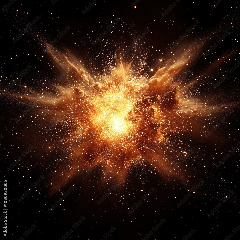 Poster cosmic explosion event outer space digital art stellar environment dramatic viewpoint celestial conc