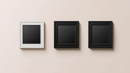 Black polaroid border frame, front and back views for photo mockups.