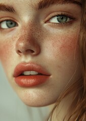 Fototapeta premium A woman with green eyes and red hair