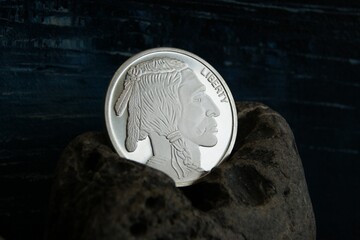 USA silver coin Buffalo Indian Head. Investment coin.