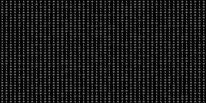 random sequences with a succession of numbers 0 and 1 arranged with a white font color and a black background ideal as a concept of the computer binary system