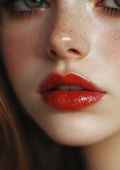 Fototapeta premium A woman with red lipstick and red hair