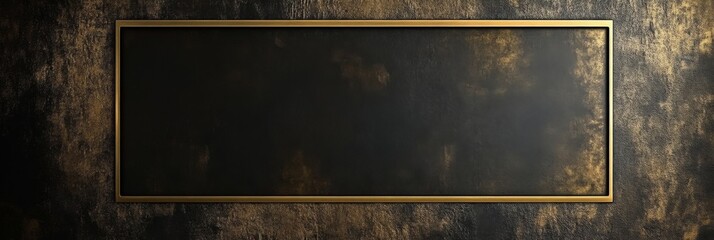 Elegant Gold Frame on Black Metal Texture Background