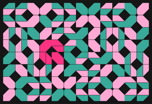 Modern random background with diamonds, crosses and geometric elements