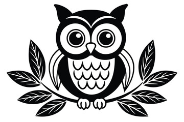 owl sitting on branch vector silhouette 