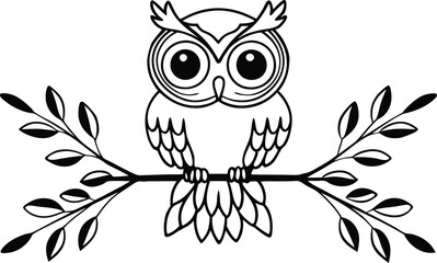 owl sitting on branch vector silhouette 