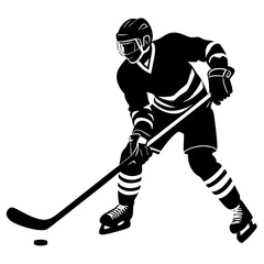 hockey player vector silhouette on white background