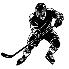 Fototapeta premium hockey player vector silhouette on white background