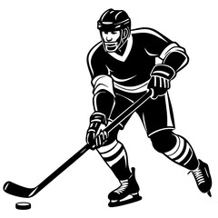 Obraz premium hockey player vector silhouette on white background