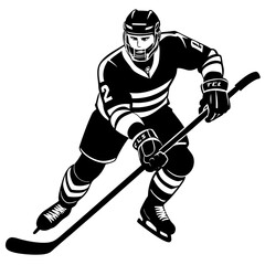 Obraz premium hockey player vector silhouette on white background