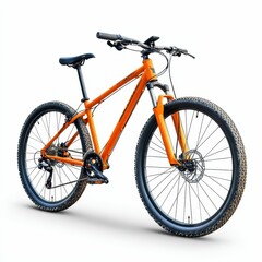 Fototapeta premium Orange mountain bike with black tires.