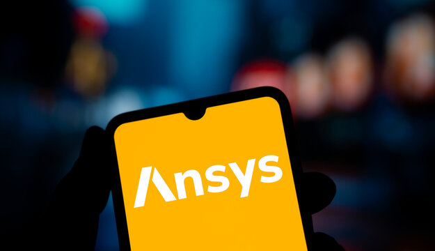 Dhaka, Bangladesh- 14 Nov 2024: Ansys logo is displayed on smartphone.  Ansys Inc is an american multinational company.