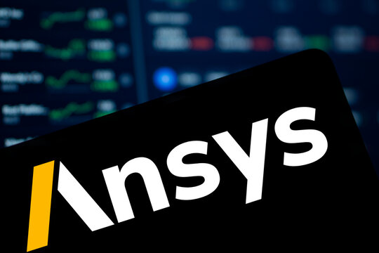 Dhaka, Bangladesh- 14 Nov 2024: Ansys logo is displayed on smartphone.  Ansys Inc is an american multinational company.