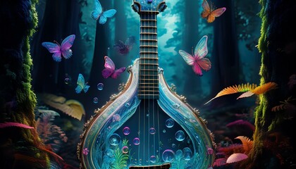 Naklejka premium Symphony of the Stream: A Kaleidoscope of Colors in the Forest of Echoes