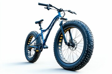 Fototapeta premium Blue fat tire bicycle on white background.
