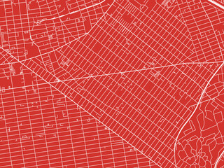 Christmas Map of Bushwick  New York, USA in Snowy White on Festive Red Background.