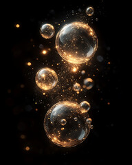 Soap bubbles on a black background