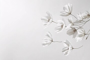 White Cosmos Flowers: Delicate Beauty in Minimalist Photography
