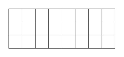 Minimalistic Grid Planner Template with Empty Squares for Organization. 3 x 8. Illustration isolated on white