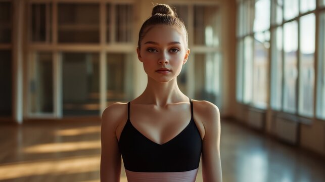 Russian ballerina in Moscow rehearsal hall with determination and grace