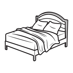 Bed outline icon illustration vector