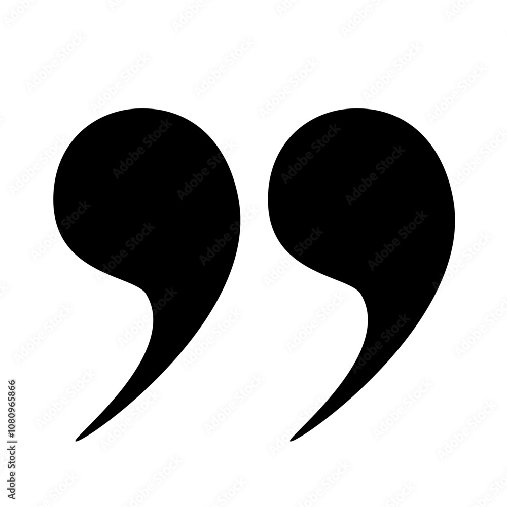 Fototapete round quotation marks icons are black on a white background. quotes, isolated vector icons in the fo