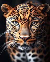 Obraz premium A close-up of a leopard with striking details, capturing its fierce majesty.