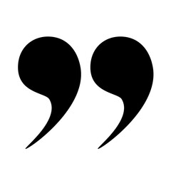 Round quotation marks icons are black on a white background. Quotes, isolated vector icons in the form of commas. Vector EPS 10.