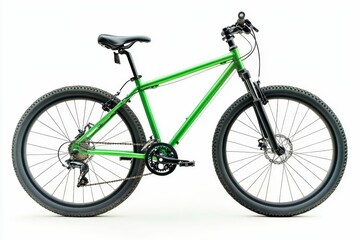 Obraz premium Green mountain bike isolated on white background.