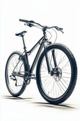 Obraz premium Black bicycle isolated against white background.