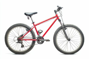 Fototapeta premium Red mountain bike isolated on white background.