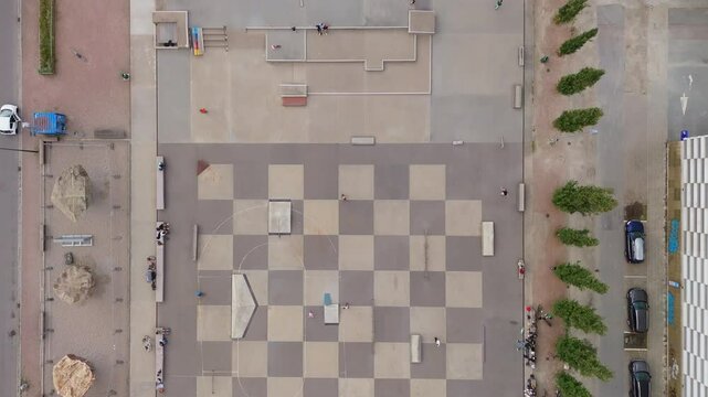 Public skateboard  park Malm&ouml; Sweden arial view 