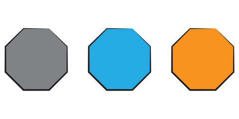 Blank road sign caution frame in red and green color on octagon shape