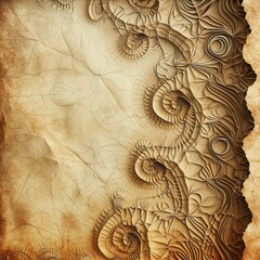 Abstract grunge background with ornament on old paper texture. Generated AI.	
