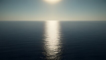 Fototapeta premium Ocean Scene with Golden Light and Clear Sky