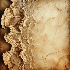 Abstract grunge background with ornament on old paper texture. Generated AI.	
