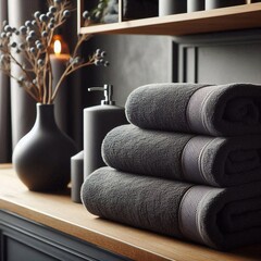 schwarz/graue Handtücher