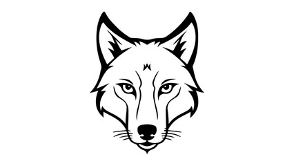 wolf head icon with mustache simple outline vector illustration
