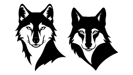 two wolf head vector illustrations
