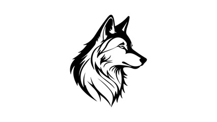 wolf beautiful black and white illustration from side