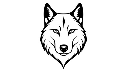 outline vector illustration of a wolf head