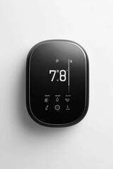 Black smart thermostat displays 78 degrees.