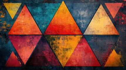 Abstract pop art triangles with bold hues